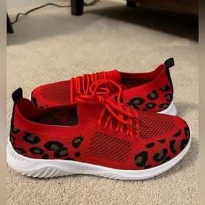Women’s Red/Black Slide In Sneakers Size 7